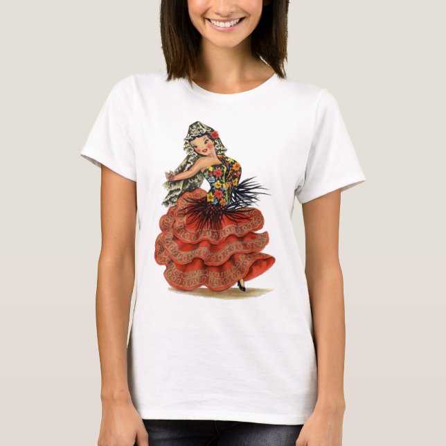 Camiseta Vintage Español Flamenco Bailarina tradicional (Anverso)