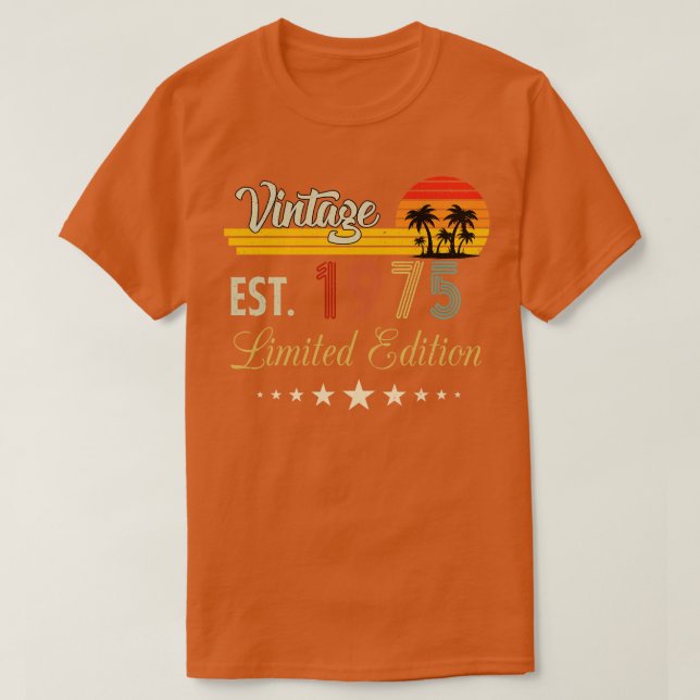 Camiseta Vintage Est 1975 Edición Limitada Cumpleaños (Diseño del anverso)