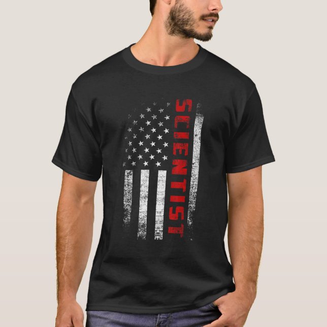 Camiseta Vintage Estadounidense Flag Scientist (Anverso)