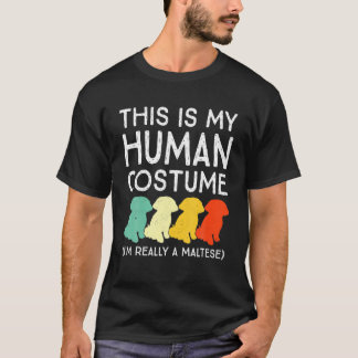 Camiseta Vintage Este Es Mi Traje Humano Perro Maltés