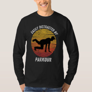 Camiseta Vintage Fácilmente Distraído Por Parkour Retro Par