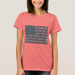 Camiseta Vintage Faded American Flag State nombra palabras
