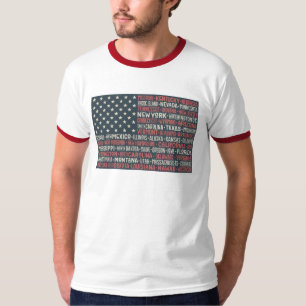 Camiseta Vintage Faded American Flag State nombra palabras