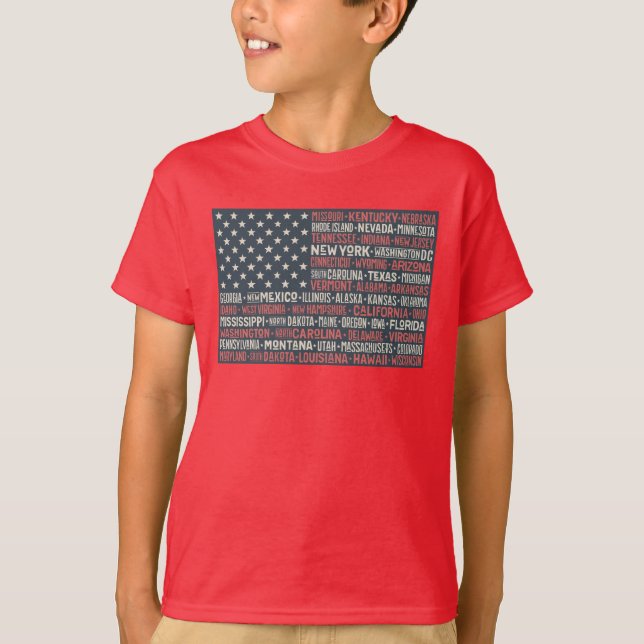 Camiseta Vintage Faded American Flag State nombra palabras  (Anverso)