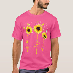 Camiseta Vintage Faith Cross Hope Love Sunflower Butterfly