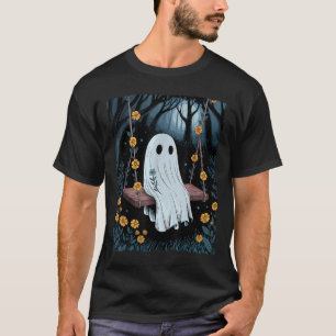 Camiseta Vintage Fantasma En La Noche Forestal Halloween F