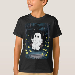Camiseta Vintage Fantasma En La Noche Forestal Halloween F