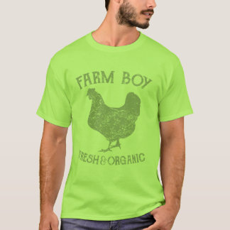 Camiseta Vintage Farm Boy Fresh and Organic Chicken Illustr