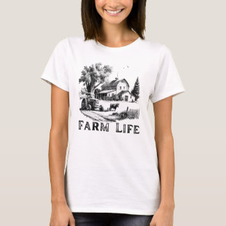 Camiseta Vintage Farm Life - Rústica Barn & Tractor Design