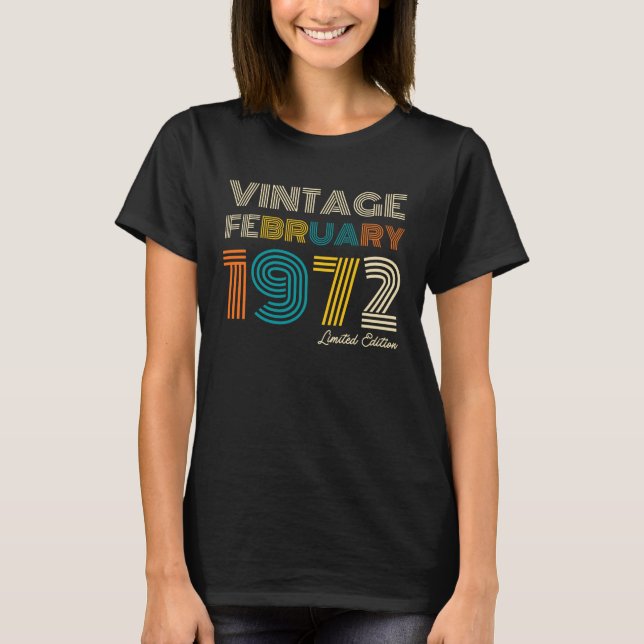 Camiseta Vintage Febrero 1972 52º cumpleaños (Anverso)