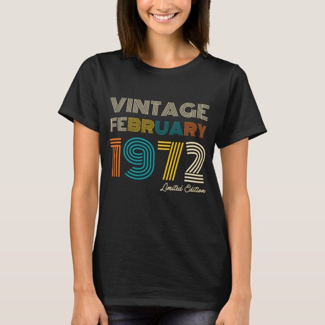 Camiseta Vintage Febrero 1972 52º cumpleaños (Anverso)