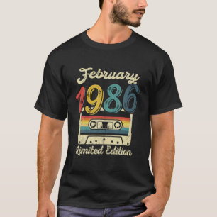 Camiseta Vintage Febrero 1986 Decoración De Cassette 36º Cu