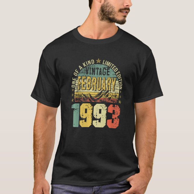 Camiseta Vintage Febrero 1993 30th Birthday Mens (Anverso)