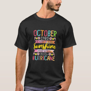 Camiseta Vintage femenino de 41 años 1980 Chica de octubre