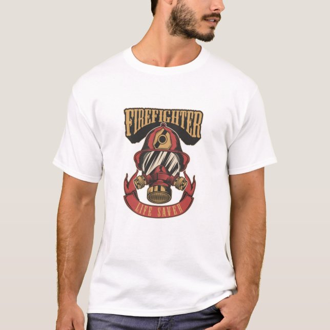 Camiseta Vintage Firefighter Helmet Life Saver (Anverso)