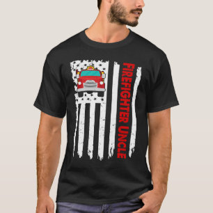 Camiseta Vintage Firefighter Uncle Costume America Flag Gif