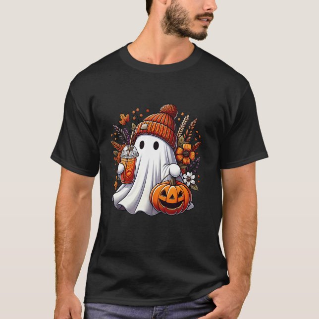 Camiseta Vintage Floral Cute Fantasma Halloween (Anverso)