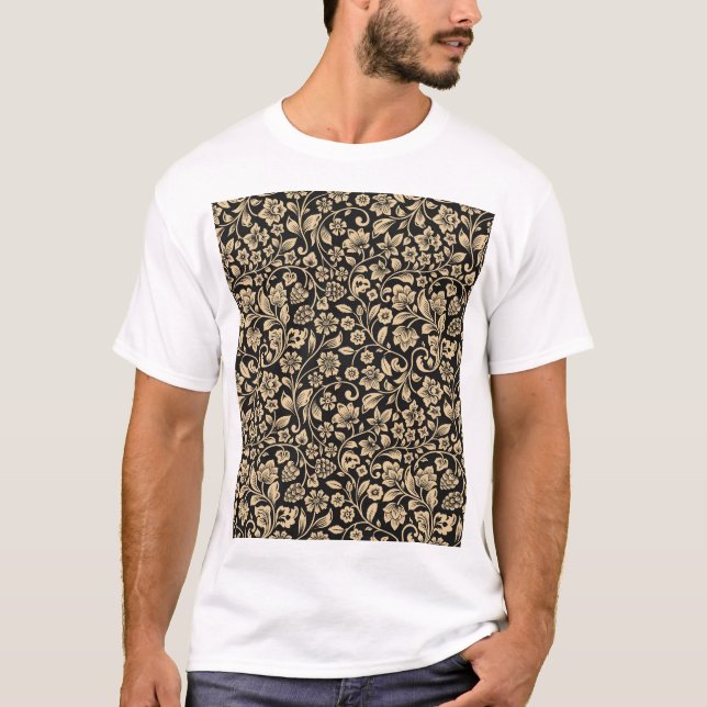 Camiseta Vintage floral, estilizado fondo gris (Anverso)