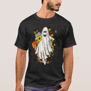 Camiseta Vintage Floral Ghost Cute Halloween Boo Groovy G