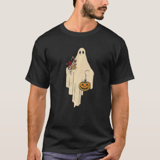 Camiseta Vintage Floral Ghost Pumpkin Jack O Latern Hallowe