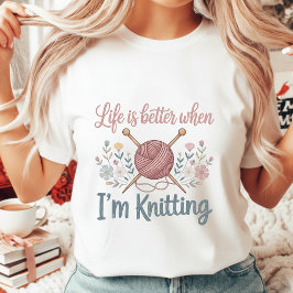 Camiseta Vintage Floral Knitting Lover Women's