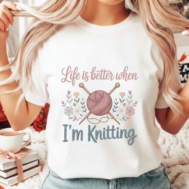 Camiseta Vintage Floral Knitting Lover Women's (Subido por el creador)