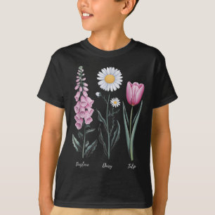 Camiseta Vintage Floral Planta Foxglove Daisy Tulip Flower