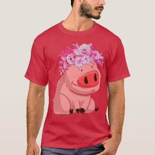 Camiseta Vintage Flowers Pig Lover Floral Farm Animal Farme