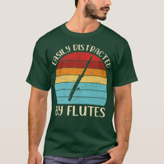 Camiseta Vintage Flute Music Lover Easily Distracted By Flu