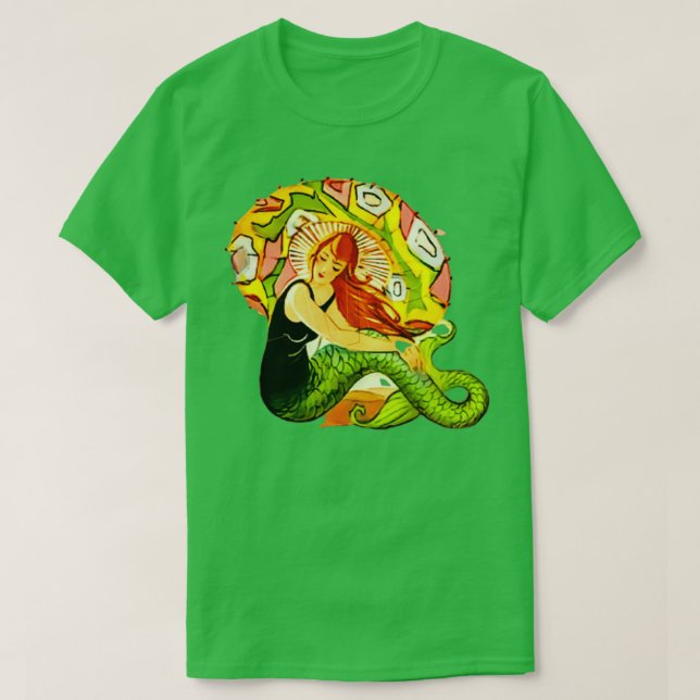 Camiseta Vintage French Art Deco Mermaid ECRU (Diseño del anverso)