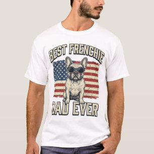 Camiseta Vintage Frenchie Papá Bandera Americana