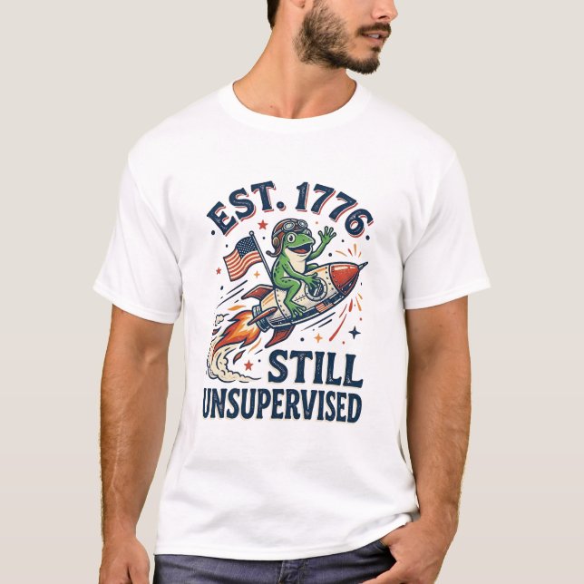 Camiseta Vintage Frog Rocket Est 1776 Sin Supervis (Anverso)