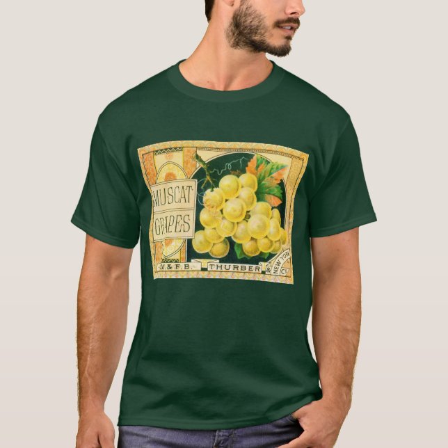 Camiseta Vintage Fruit Crate Art, Uvas Mascate (Anverso)