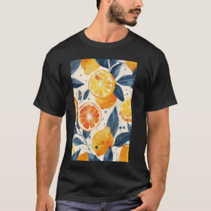 Camiseta Vintage Fruit Pattern Art Lemon Watercolor