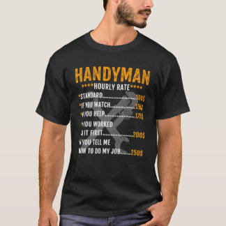 Camiseta Vintage Funny Handyman Tasa de mano de obra por ho