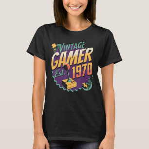 Camiseta Vintage Gamer 1970 Escuela Joystick Retro Gamin