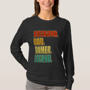 Camiseta Vintage Gamer Husband Dad Gamer Legend Da de Padre