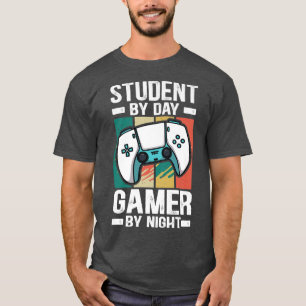 Camiseta Vintage Gaming Student By Day Gamer By Night Funny