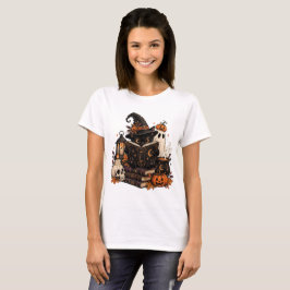 Camiseta Vintage Gato Negro Halloween Librero