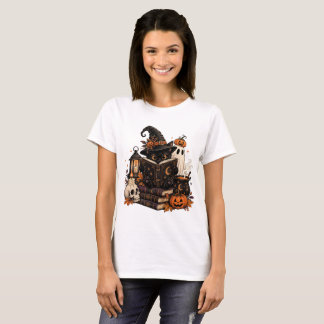 Camiseta Vintage Gato Negro Halloween Librero