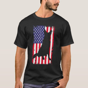Camiseta Vintage German Shepherd Dog American Flag Dog Men 