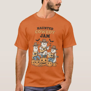 Camiseta Vintage Ghost Cowboy Halloween Art   Guitarra Cuta