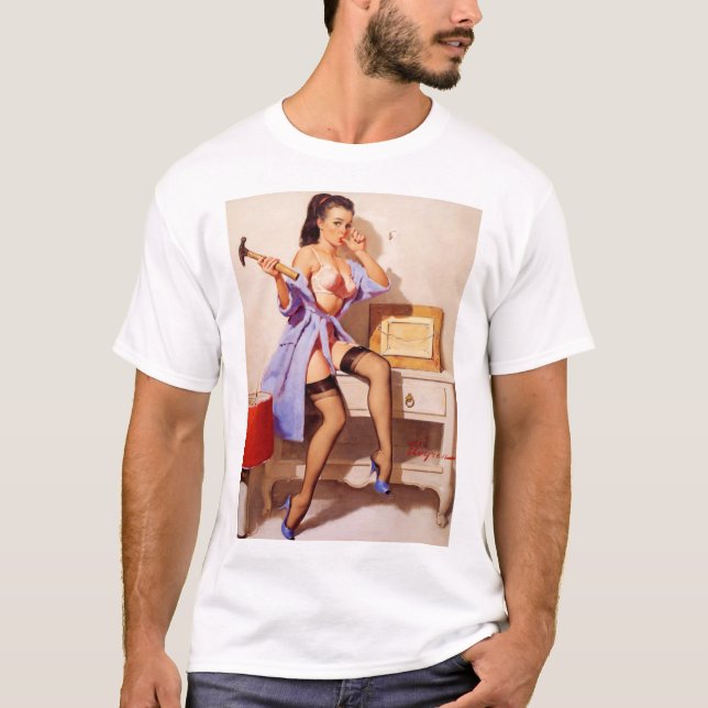 Camiseta Vintage Gil Elvgren Hammer Classic Pinup Chica (Anverso)
