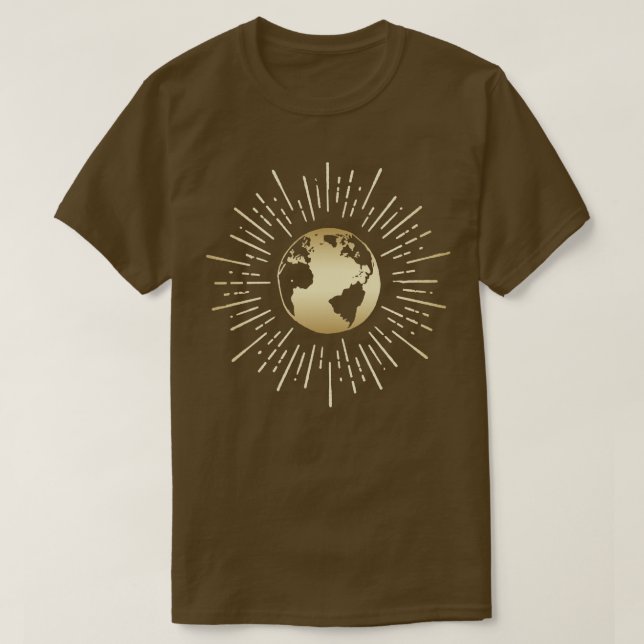 Camiseta Vintage Gold Earth Globe (Diseño del anverso)