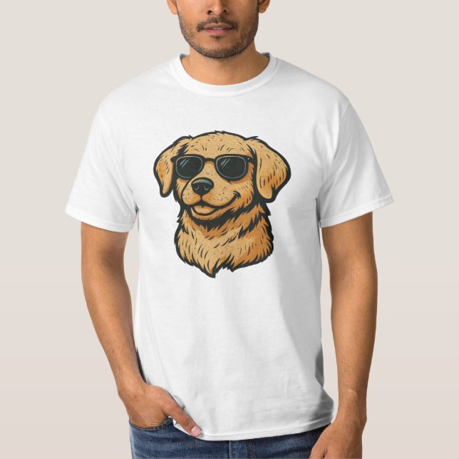 Camiseta Vintage Golden Retriever con lentes de sol (Anverso)