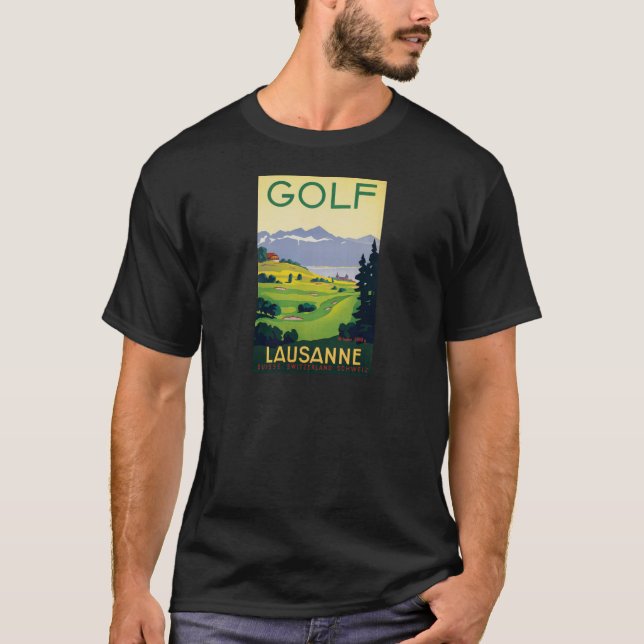 Camiseta Vintage Golf Lausanne City Lake Suiza (Anverso)