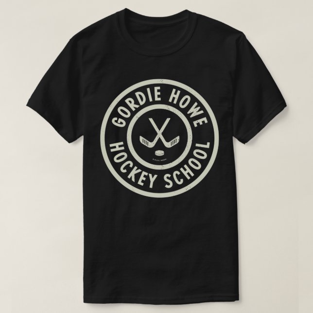 Camiseta Vintage Gordie Howe Hockey School Tan (Diseño del anverso)
