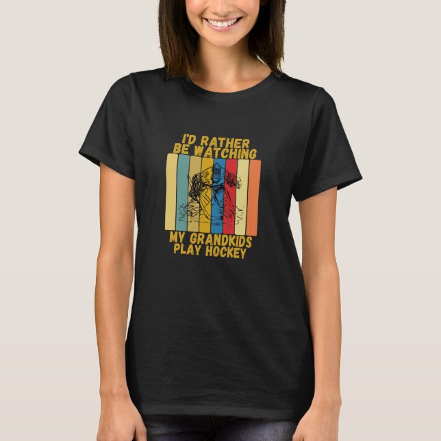 Camiseta Vintage Grandparents Rather Watch Grandkids Hockey (Anverso)