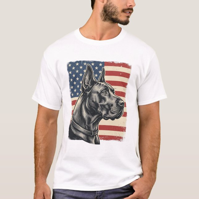 Camiseta Vintage Great Dane Patriotic Flag Vector Design_1 (Anverso)