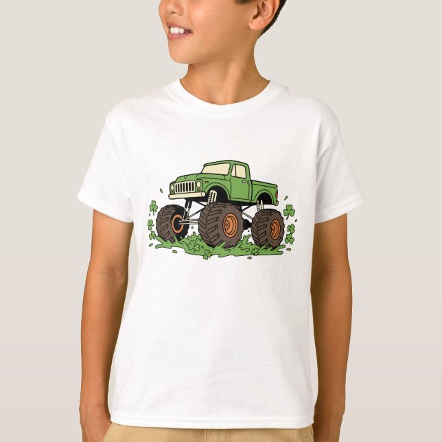 Camiseta Vintage Green Monster Truck St. Patrick's Day (Anverso)